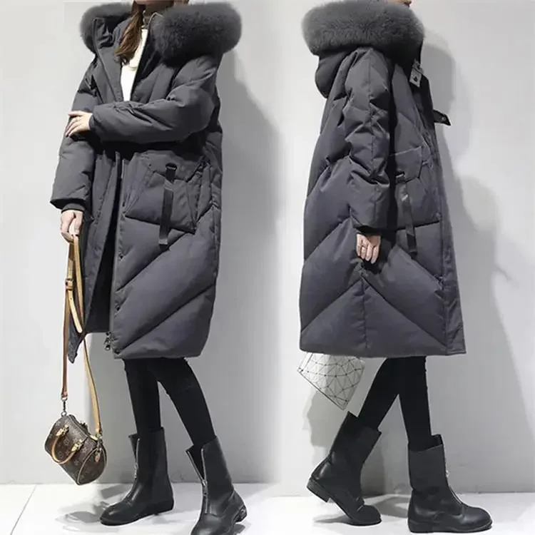 

2024 Women's Winter Jacket Mid-long Hooded Parkas Women Casual Jackets Thicken Warm Cotton Coat Fashion Vest