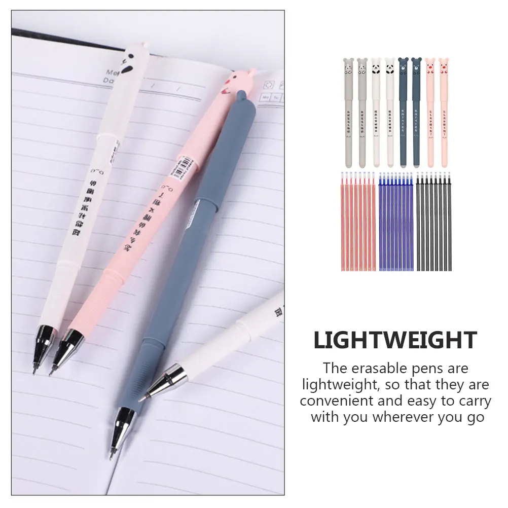 

1 set 0.35mm Erasable Pens Fine Tip Cartoon Design Blue Black Student Office Art Supplies Writing Tools
