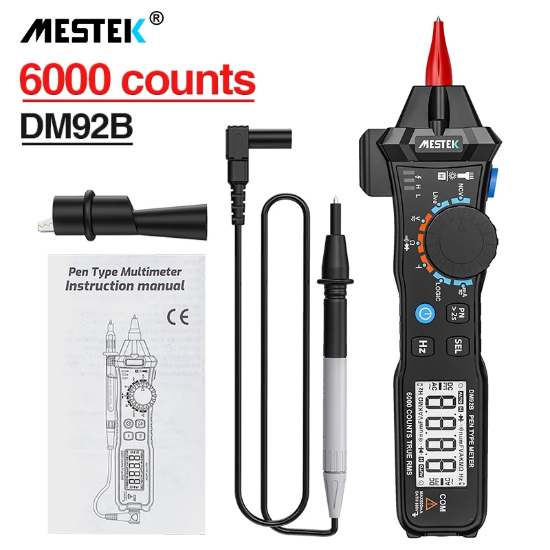 DM92S/DM92B Digital Multimeter No-Contact Pen Type Meter 6000 Counts Auto Range/Smart NCV Test DC/AC Voltage True-RMS Multimeter