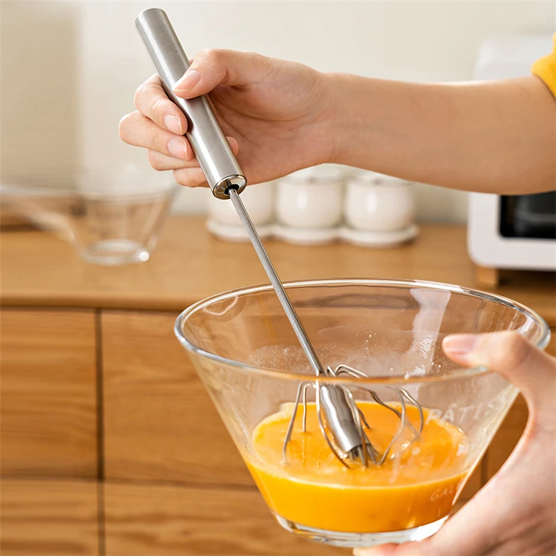 Semi Automatic Mixer Egg Beater Manual Self Turning Stainless Steel Easy Whisk Hand Blender Egg Cream Stirring Kitchen Tools