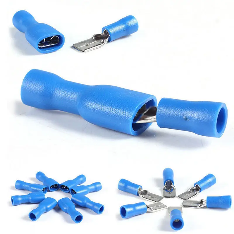 Vibration Resistant Insulated Spade Wire Crimp Terminals 100pcs Male & Female Connectors for Reliable Performance