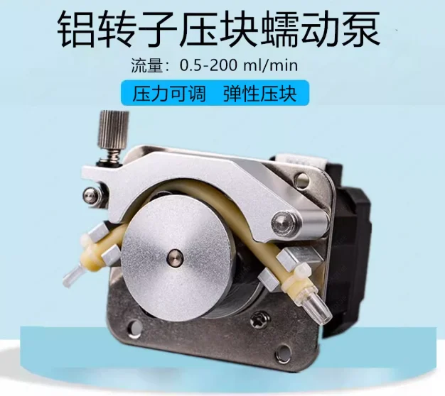 Lab Peristaltic Pump with Stepper Motor, High Precision Flow for Viscous Liquids, Self-Priming 12V/24V DC, 3 Roller Design