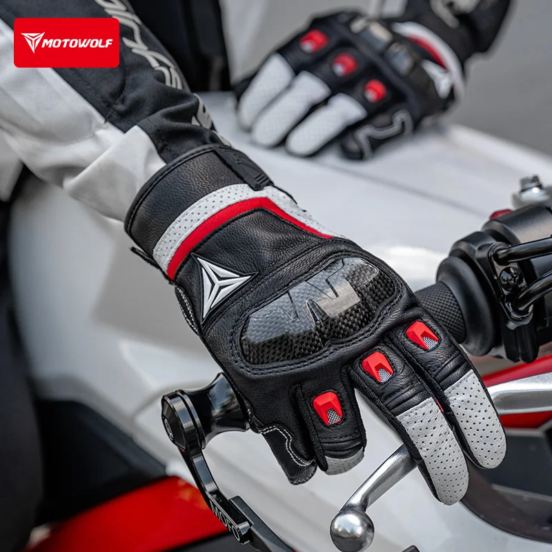 

Женские мотоциклетные перчатки с полным пальцем, осенне-зимние кожаные дышащие противоскользящие локомотив, 4-сезонное рыцарское снаряжение