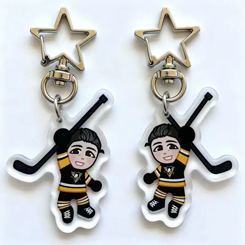 Llavero de acrílico de los Pittsburgh Penguins con diseño de Sidney Crosby, regalo de hockey sobre hielo para aficionados al rivalismo y la amistad