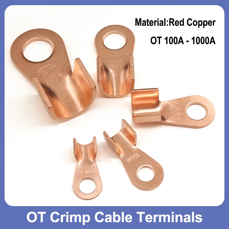 Copper Terminals OT100/150/200/250/300/400/500/600/1000A Wire Connector Electrical Cable Terminals Lug Battery Crimp Terminal