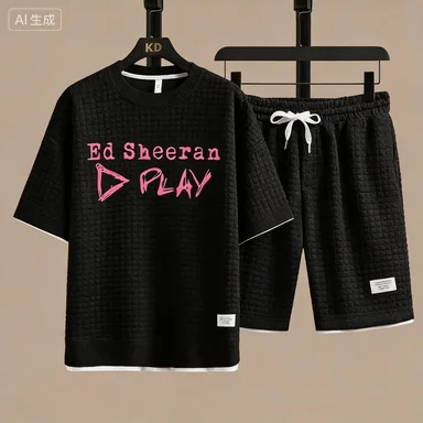 

Летний комплект 2026: новая мужская дышащая футболка с коротким рукавом + быстросохнущие шорты, двухсоставный комплект для активного отдыха, модный мужской спортивный повседневный топ