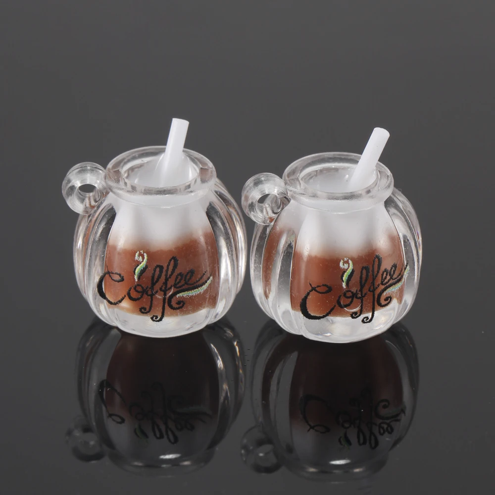 10pcs/lot Cute Coffee Cup Charms 3D Resin Bottle Mug Pendants for Earrings Necklace Keychain DIY Jewelry Making Supplies