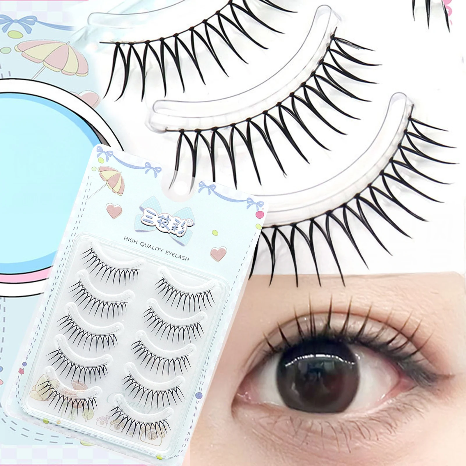 Idols U Shape False Eyelashes Natural Perfect Eye Makeup Korean Style Fake Lashes For Women Girls Enlarging Your Eyes Naturally