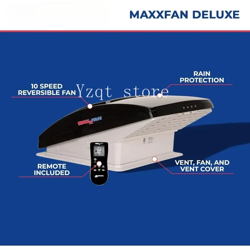 MAXXAIR Maxxfan Deluxe Vent, Fan and Vent Cover All in One - Powerful 10 Speed Reversible Fan,Built-in Rain Cover,Remote Control