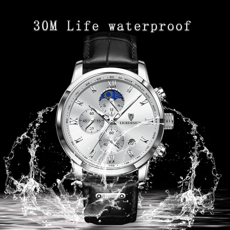 LIGE Luxury Man Wristwatch Waterproof Luminous Chronograph Men\'s Quartz Watches Stainless Steel Date Watch For Men Reloj Hombre