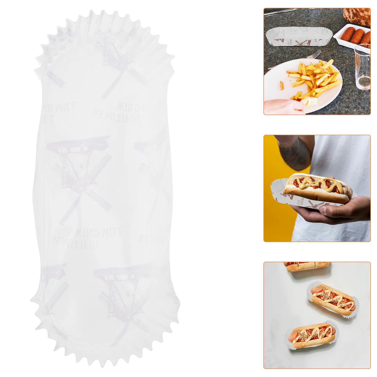 

100 pcs Dog Trays Disposable Grease-Proof Paper Snack Tray Snack Tray For Fried Food Party Picnic Take-Out Container