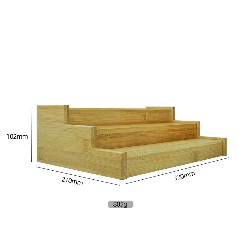 3 Steps Spice Jar Shelf Desktop Spices Display Stand Bamboo Spice Rack Kitchen Cabinet Organizer