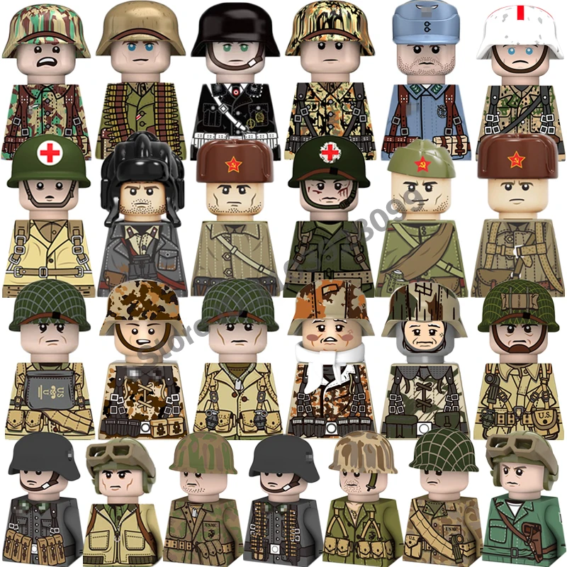 US Germany Soviet Russian Soldiers Building Block Toys Zombie Western Cowboy Movie Character Action Figures Brick Christmas Gift