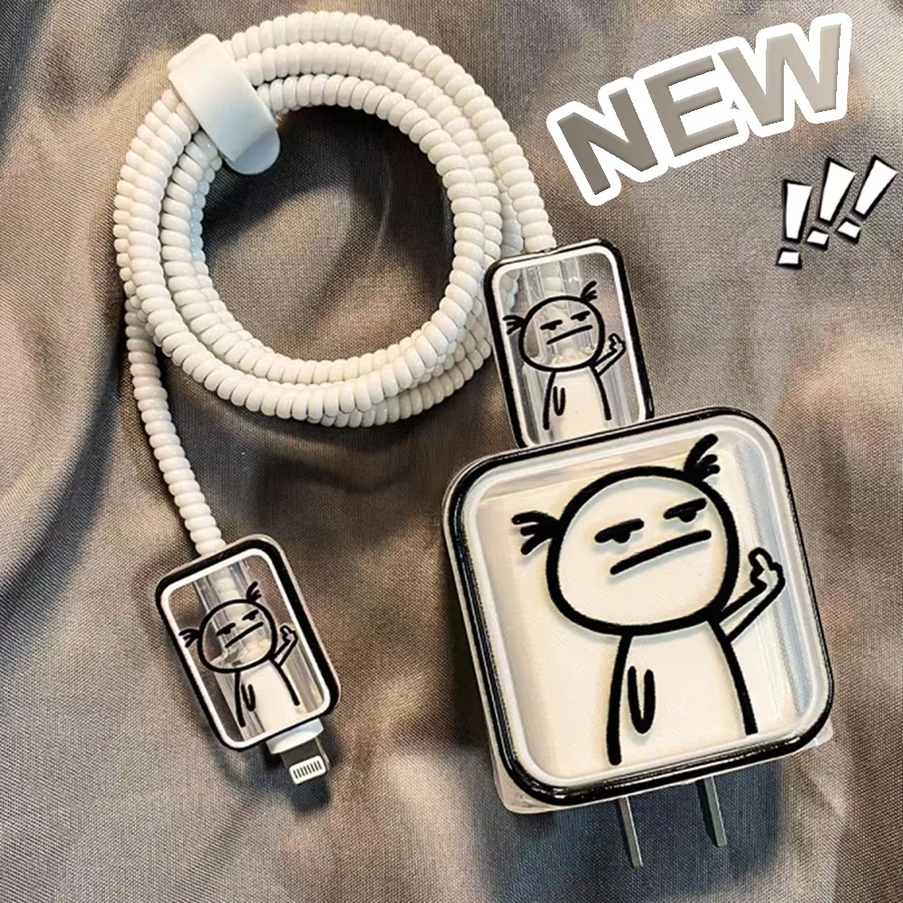 1PC Transparent Charger Case Protectors for IPhone 18/20W Cable Winder Creative Cute Wire Management for IPhone 16 15 Pro Max