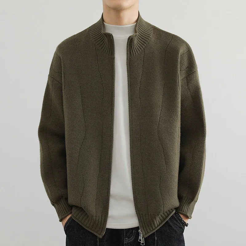 

High-End Loose Knitted Men's Sweater Casual Sle Autumn Winter Open Cardigan Faion Trend Comfortable Breathable Long Sve