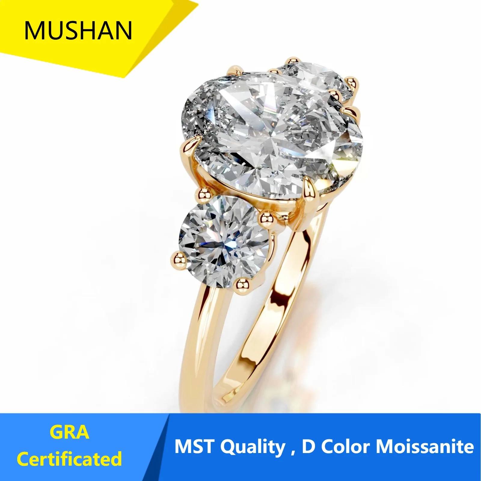 MUSHAN Jewelry Factory Wholesale 925 Sterling Silver Rings Wedding Band for Women Real D Color Moissanite Diamond Ring