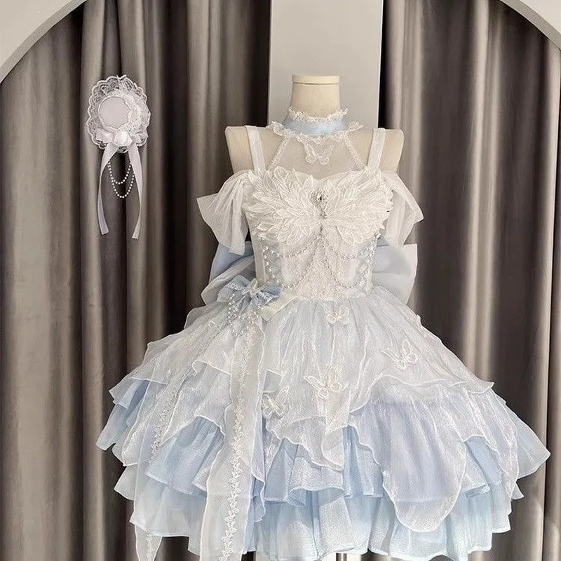 Gothic Y2k Sling Dress Women Harajuku Retro Tulle Ruffles Trim Christmas Party Outfit Grunge Aesthetic Sleeveless Elegant Wear