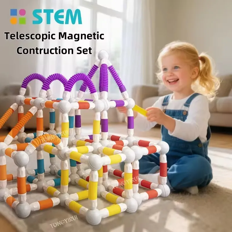 

Магнитный стержень с мягкой ручкой, универсальные и масштабируемые магнитные строительные блоки, головоломка для раннего образования, детский конструктор STEM
