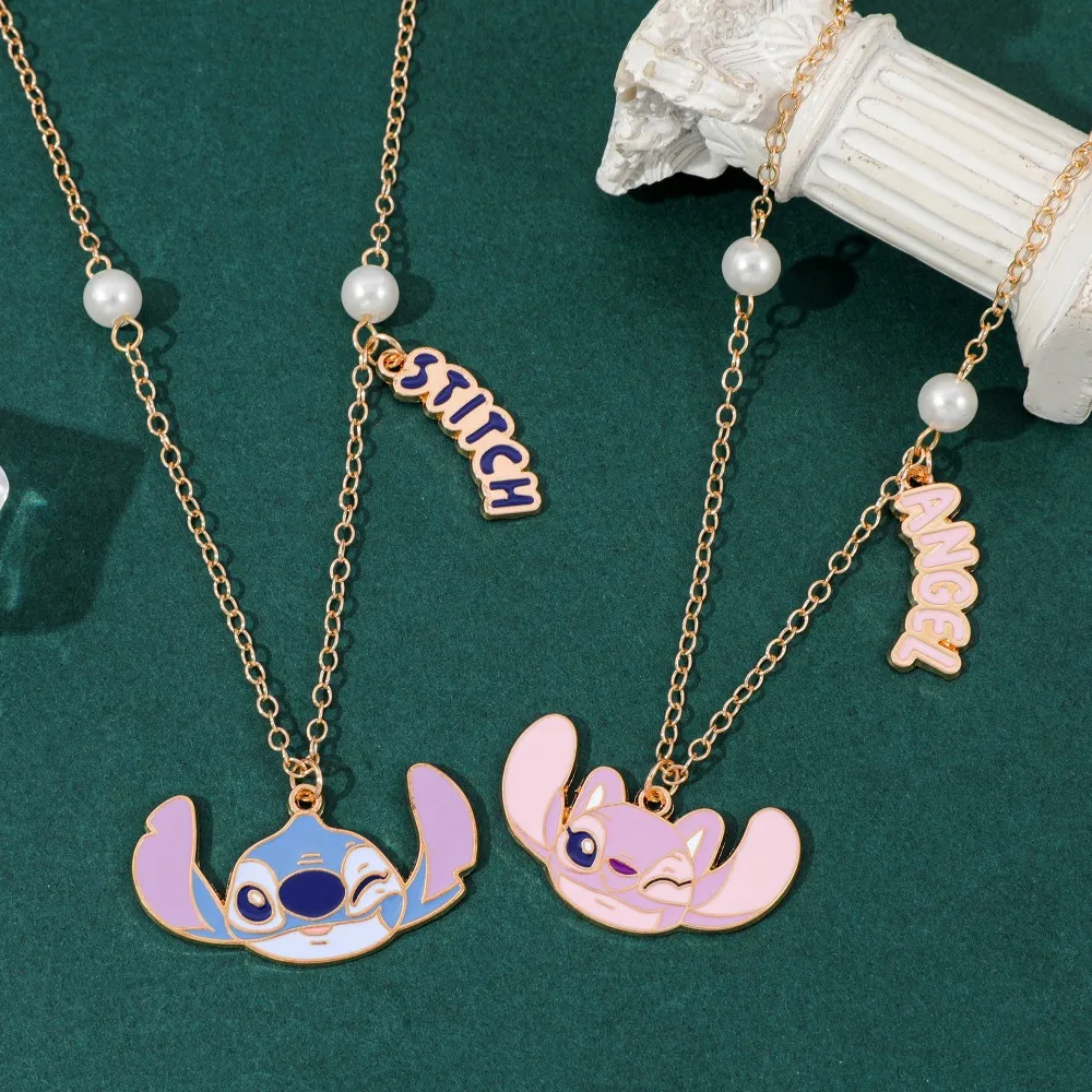 ابتسامة غرزة الملاك زوجين القلائد عشاق قلادة الأزياء والمجوهرات للنساء والرجال هدية عيد الحب #1