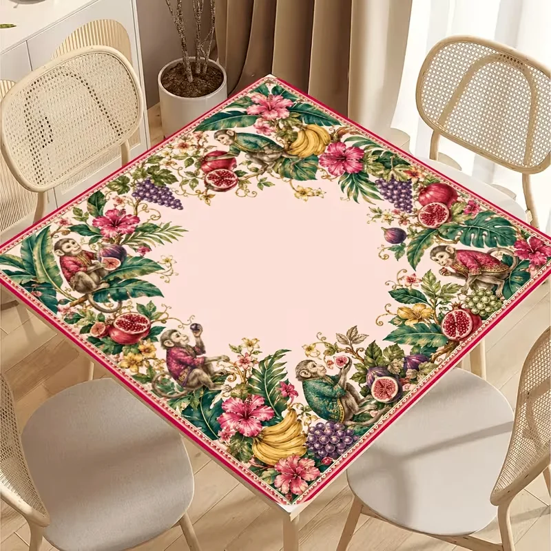VIKAMA Mahjong Table Mat Anti Slip Rubber Backing Noise Reduction Waterproof Blue White Chinoiserie Vase Decor Home Decoration