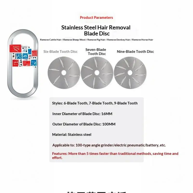 New！Stainless Steel Efficient Livestock Hair Removal Blade Disc Sturdy Sharp Blades For Cow Sheep Pig Horse Hair Removal