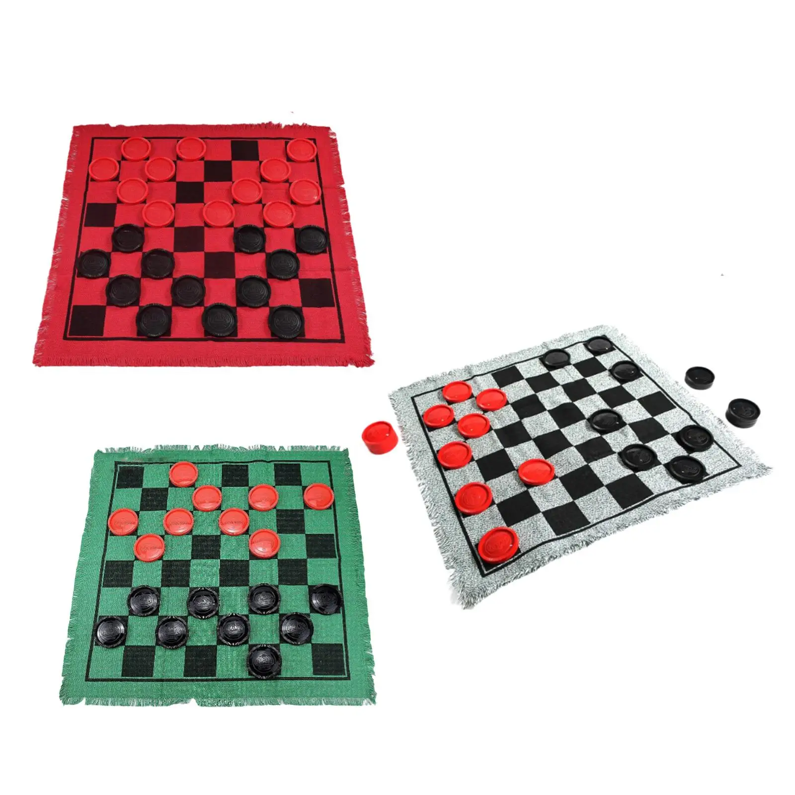 Checkers Board Game Set Tic TAC Toe Board 3 in 1 for Kids Adults Big Checker Game Mat Board Game Giant Checkers