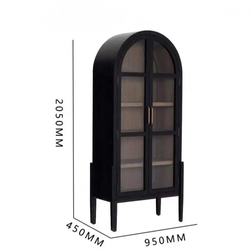 Luxury Modern American Oak Mirror Antique Champagne Finish Display Bar Home Wine Cabinet Modern Luxury