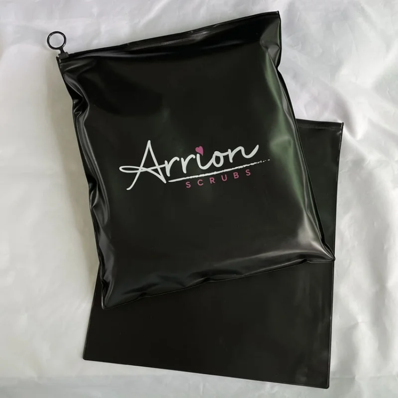 Custom. eco friendly black PVC slider frosted ziplock plastic zipper bag for clothes durable jeans/dress/coat pouch packaging ba