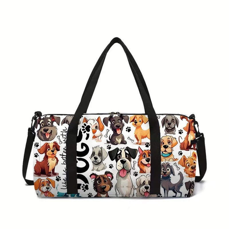 

Luxury animal ethnic style Dog 3D Print Large Capacity Travel Bags Barrel Shape Crossbody Bag Outdoor Sports Bags Gym Yoga Bag