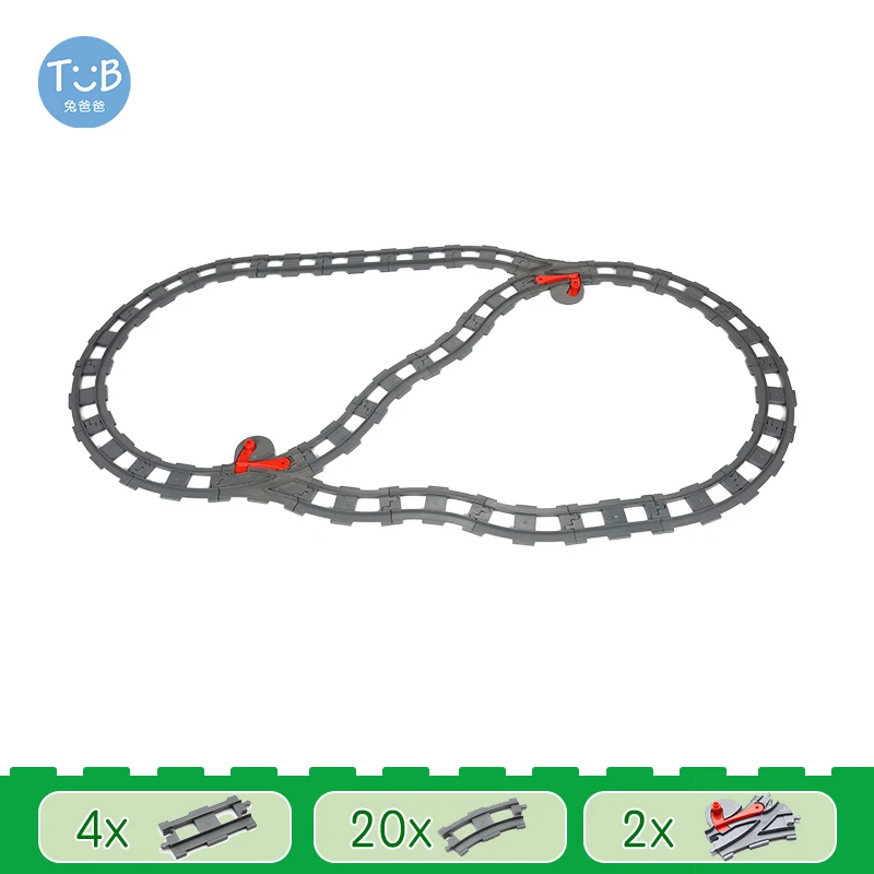 Treinspoorset Grote bouwstenen Stad Verkeerspooraccessoires Compatibel met DuploEGG DIY Bricks Speelgoed voor kinderen Cadeau