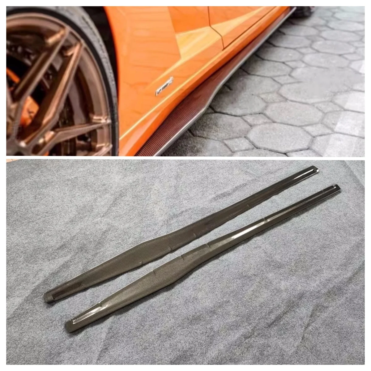 

Used for the 2004-2012 Lamborghini Gallardo LP550 LP560 True Carbon Fiber Side Skirt Body Kit