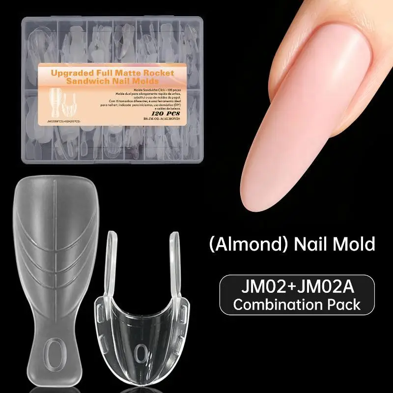 【B】120Pcs/box Oval Extension Dual Form Sandwich Nail Forms No Paper Forms Needed For Easy Nail Extensions Top Mold Bottom Mold