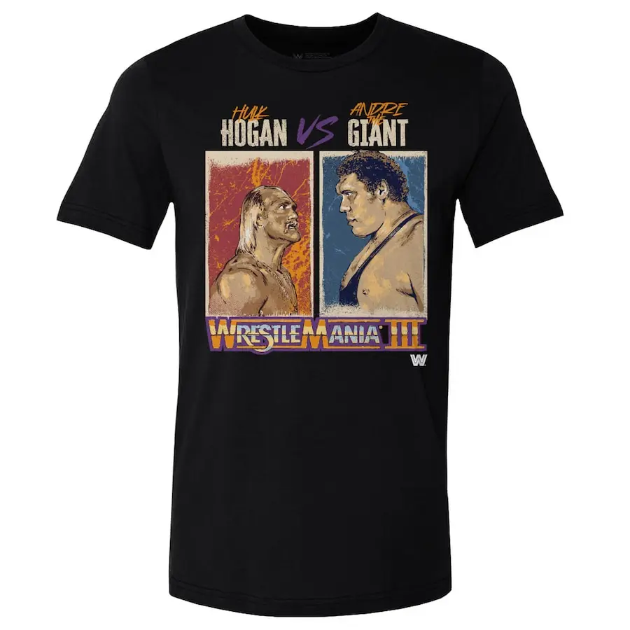 Men's 500 Level Black  Hulk Hogan Vs. Andre The Giant T-Shirt