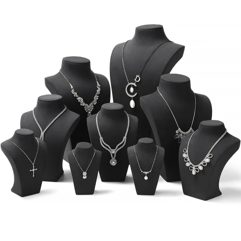 Luxury Velvet Jewelry Display Stand Mannequin Necklace Holder for Live Streaming Elegant Boutique Presentation Props