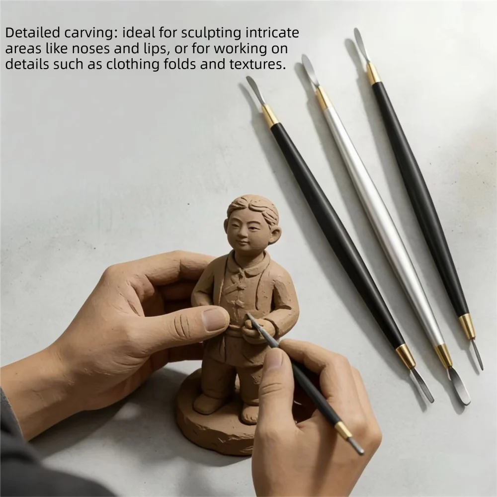 2Pcs Fine Doll Eye-opening Knife, Clay Figure Doll Head Tool,Kneading Dough Molding Detail Carving,Oil Pastel, Scraper And Wiper
