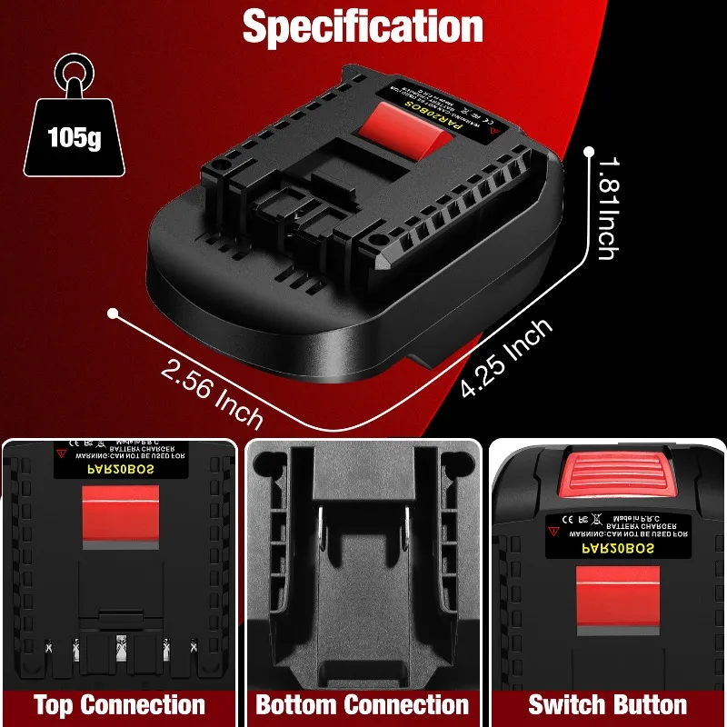 HAKSINKY PAR20BOS محول بطارية أداة الطاقة لبطارية ليثيوم أيون Parkside 20 فولت تحويل إلى لاستخدام أداة طاقة ليثيوم أيون Bosch BAT 18 فولت