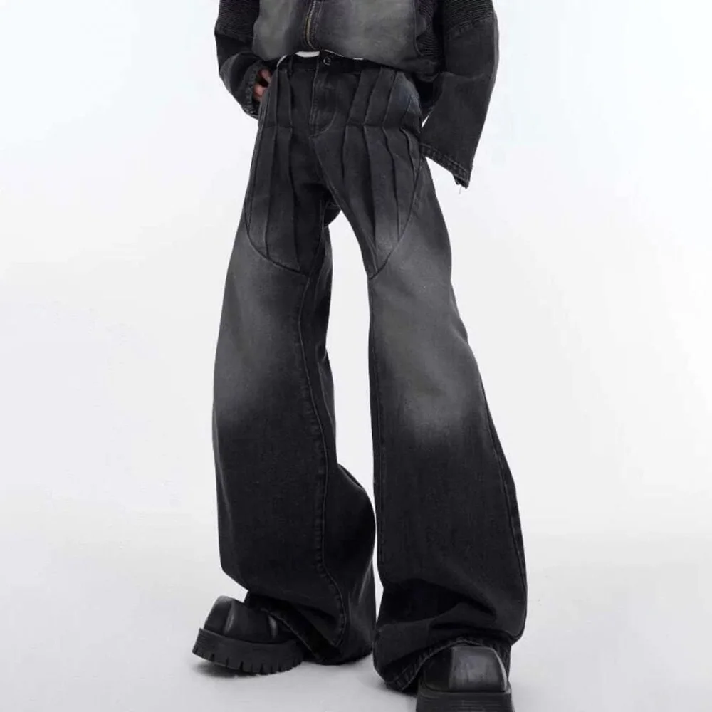 

Y2k Harajuku Summer Men's Baggy Jeans Three-Dimensional Relief Retro Fashion Casual Trend High Street Loose Niche Men's Bottoms