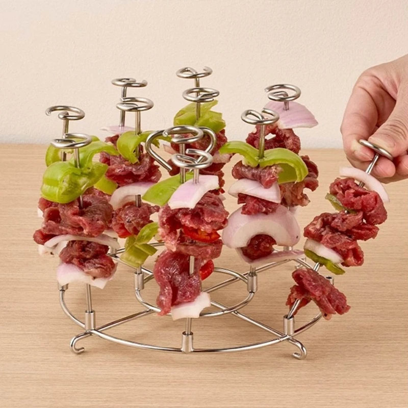 Vertical Skewer Rack for Air Fryers Stainless Steel Grill Kitchen Accessories Q5WC