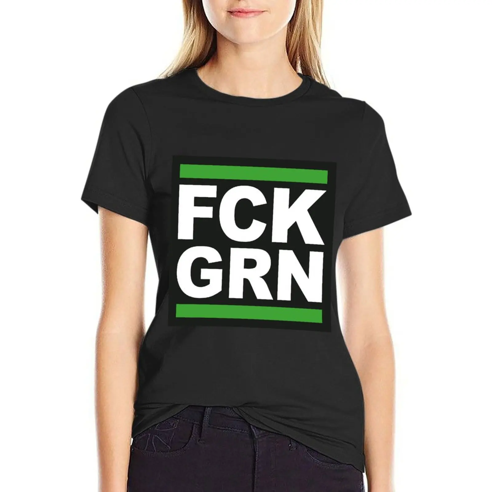 FCK GRN, - чистое сообщение зеленого до-хорадцев! Футболка с животным принтом для девочек, женские забавные спортивные фанаты, женская одежда