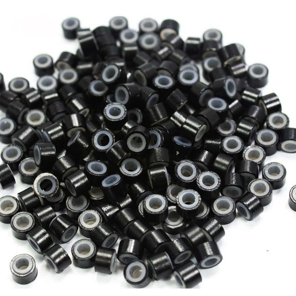 500pcs/lot 5.0*3.0*3.0mm Micro Silicone Lined Rings Links Beads MICRO Tube Ring Link Crimp Beads Hair Extensions Tools