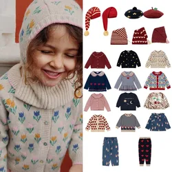 Children's Jacket 2024 Autumn and Winter KS Festival Knitted Cardigan Set-Pure Cotton Girls Christmas Set