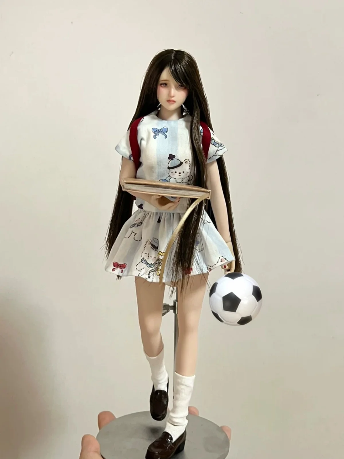 【Only Clothes】1/6 Scale Female Soldier Handmade Printed Fabric Short Sleeves Top Pleated Skirt Fit 12''Action Figure Model Toys