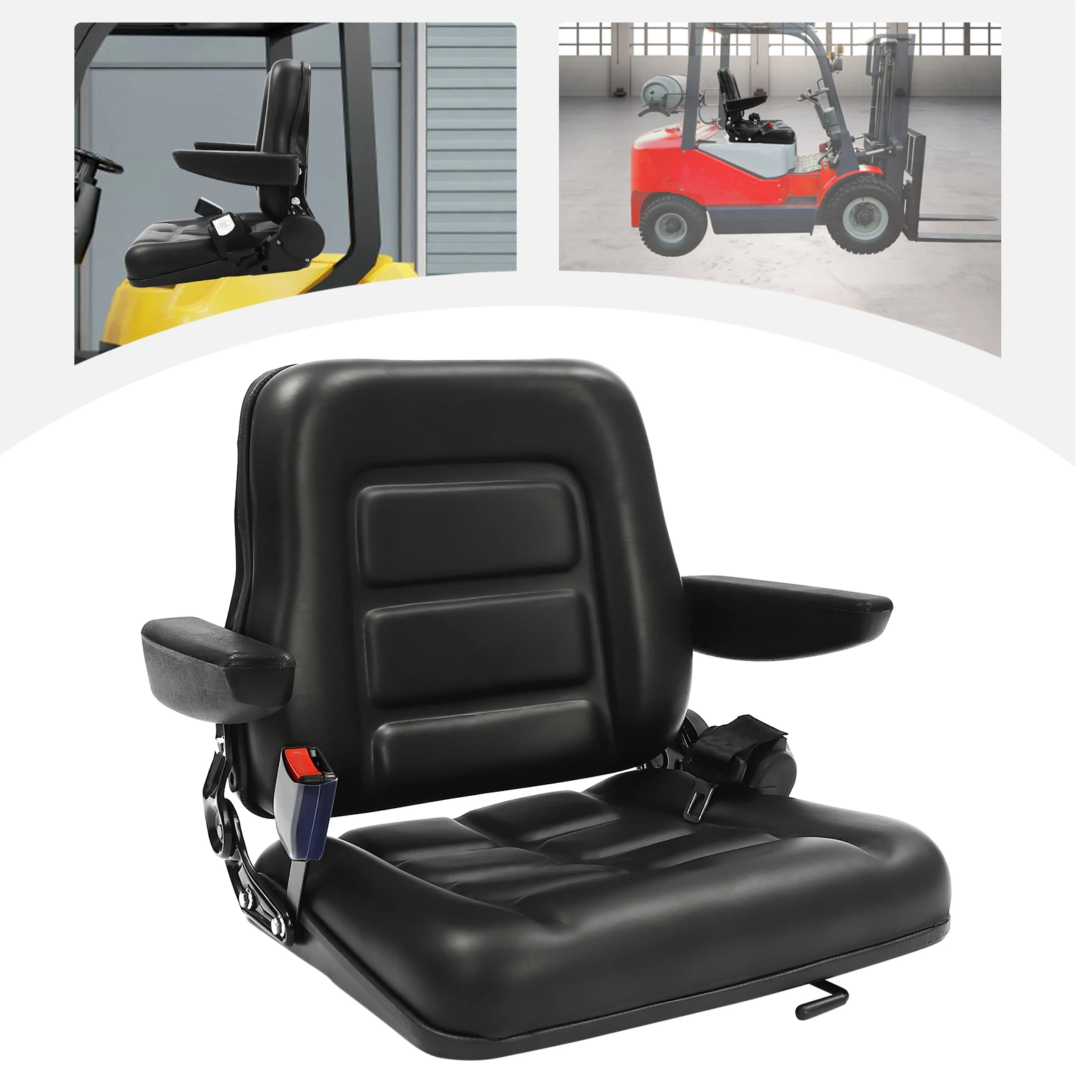 

Forklift Seat, Adjustable Design Safe Protection Seat，Heavy Duty Vehicle Seat, for most heavy-duty machinery vehicles，47*42*48cm