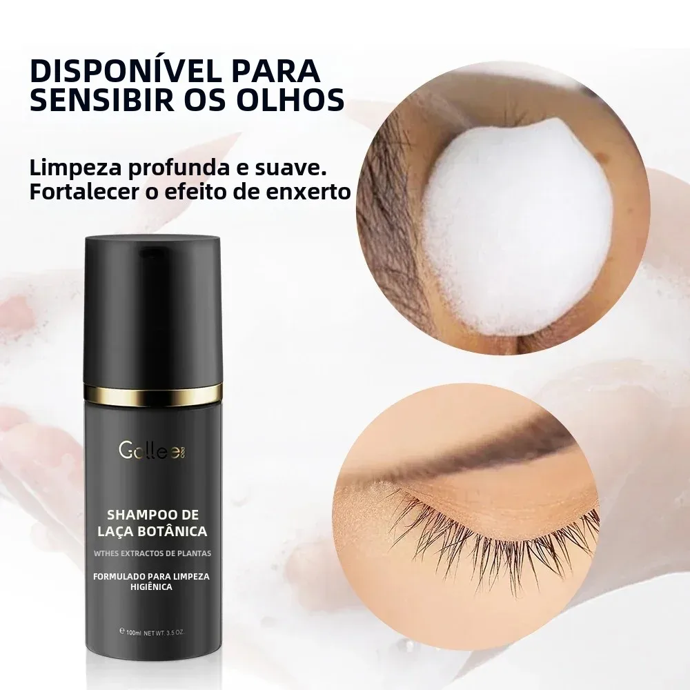 Gollee 100ml Mousse de limpeza antes da extensão dos cílios limpador de espuma suave sem estimulação shampoo maquiagem limpa cola para cílios