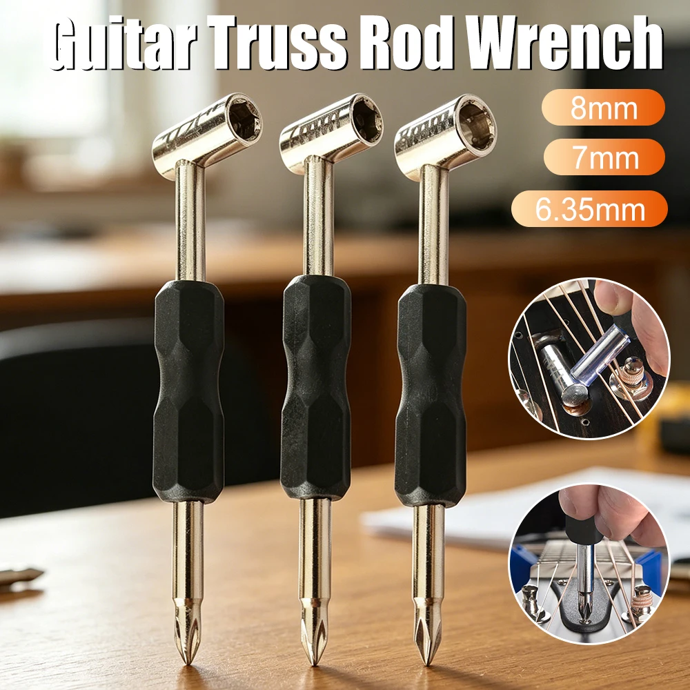 Ferramenta de Ajuste de Braço de Guitarra para Gibson/PRS Ibanez/PRS, Chave de Fenda Magnética, Kit de Ferramentas Chave Allen em L para Guitarras Acústicas