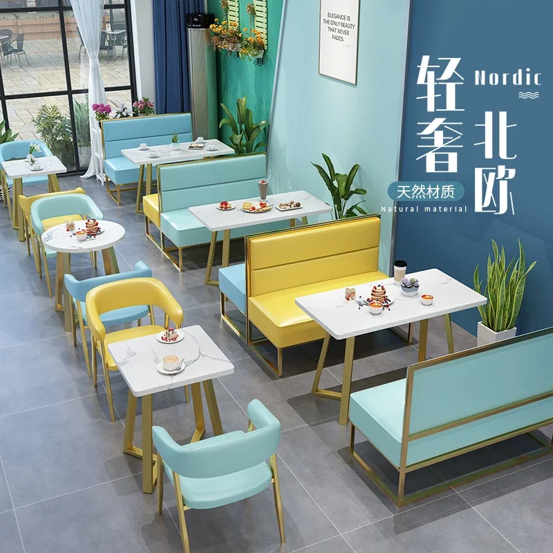 Internet famous milk tea shop table and chair combination, light luxury iron art restaurant, dessert burger, Western restaurant