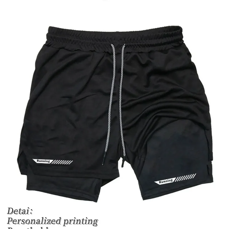 Men Running Shorts 2 in 1 Double-deck Sport Shorts Sportswear Gym Fitness Short Pants Training Jogging Bottom Men's Clothing