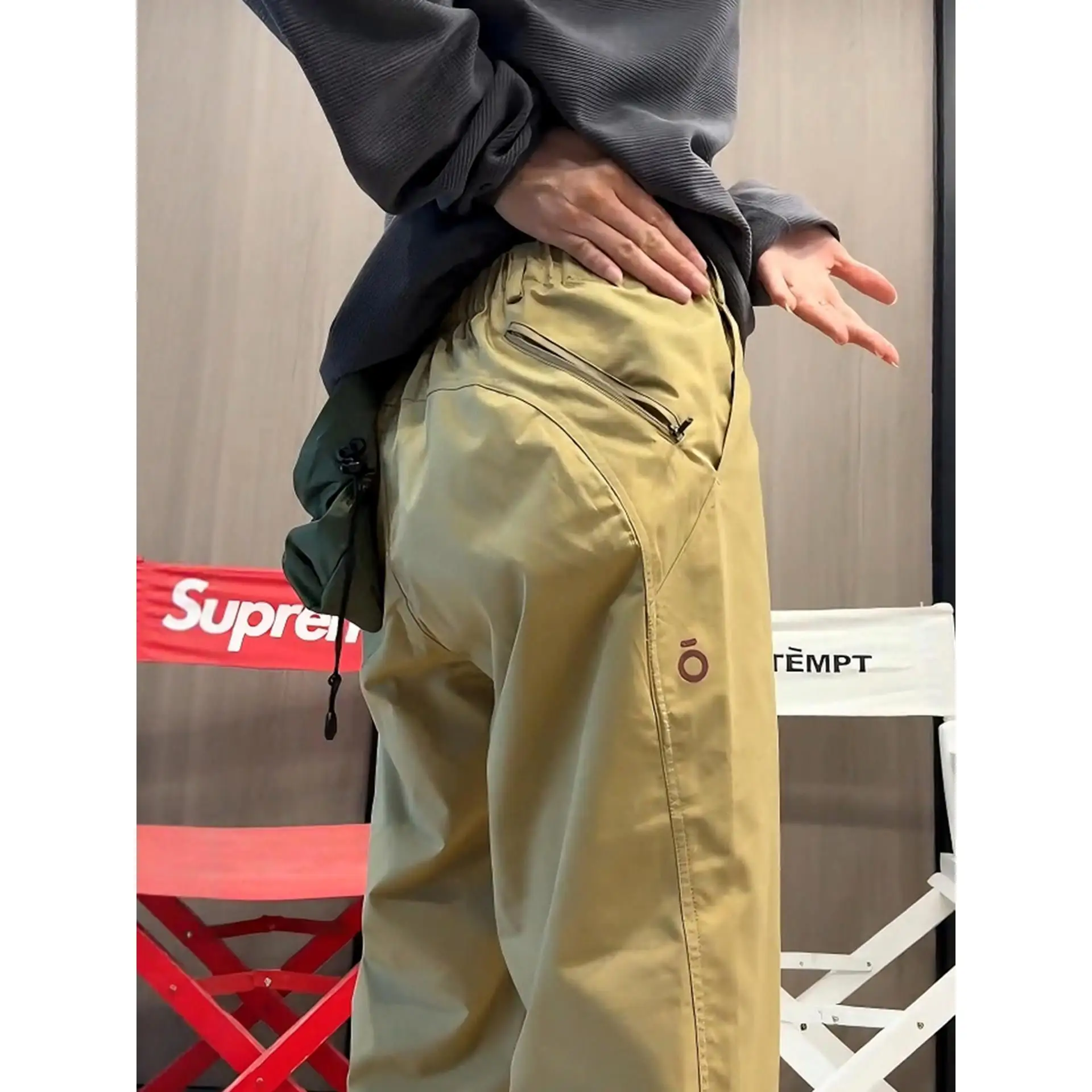 

Men's Zipper Work Trousers Outdoor Climbing Tee-Proof Straight Leg Casual Pants Women's Slim Fit Mountain Climbing Trousers