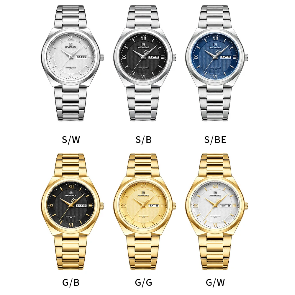 NAVIFORCE Luxury Mens Watches Stainless Steel Golden Strap Quartz Watch fro Men Waterproof Date Wristwatch Relogio Masculino