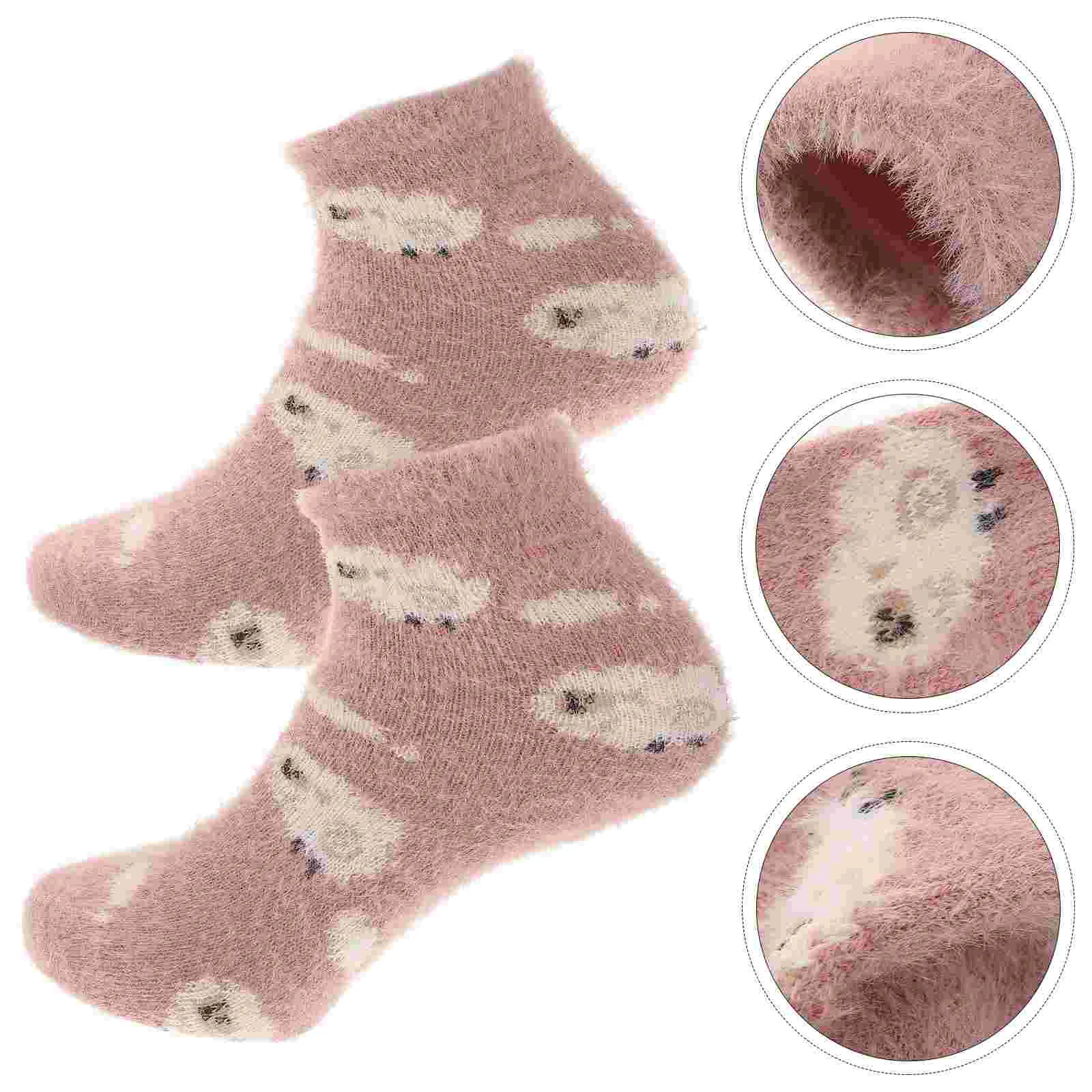 Ordinary Coral Fleece Socks Miss Winter Fluffy Slides Shoes for Women Dressy Running